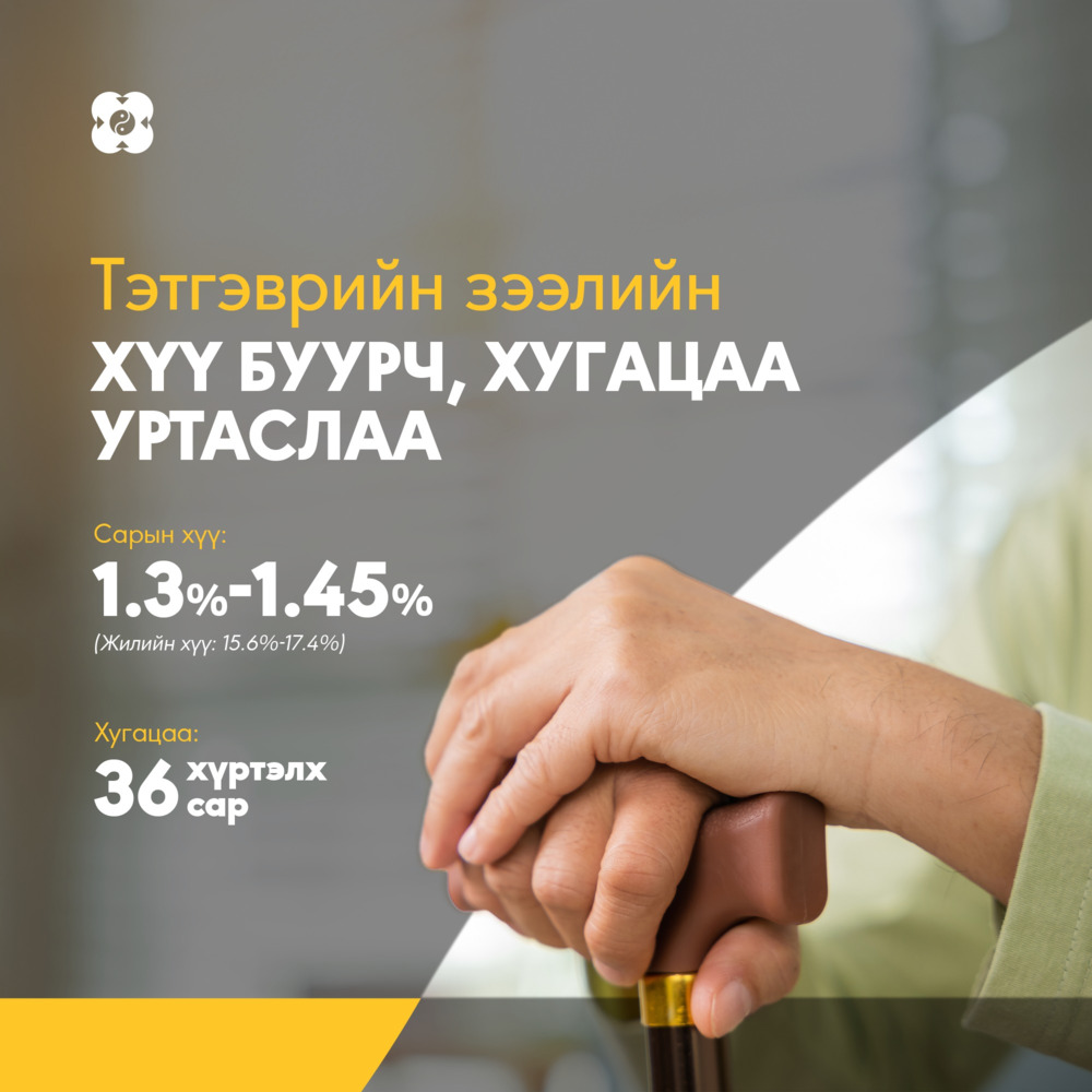 Тэтгэврийн зээлийн хүү буурч, хугацаа уртасжээ