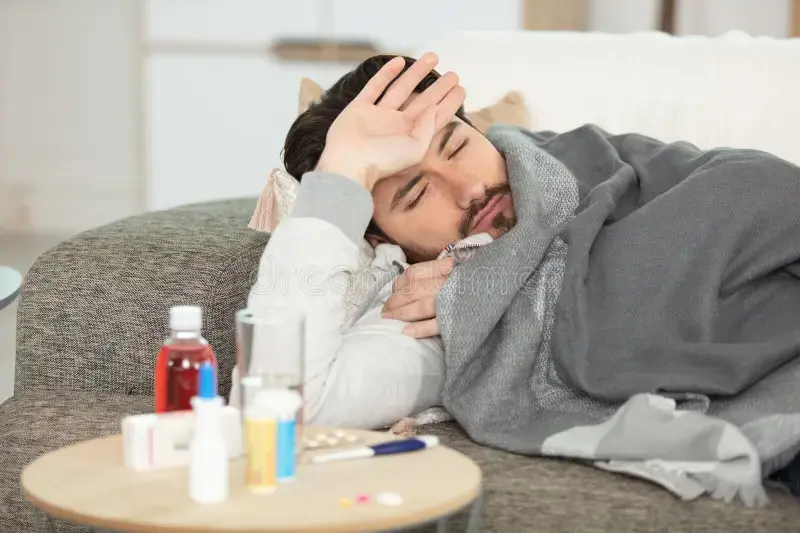 content 1528 bearded sick man flu